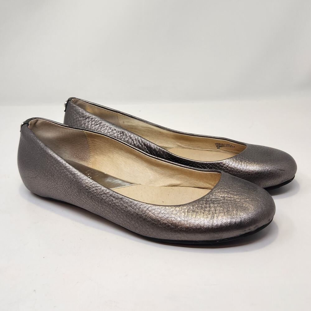 Michael Michael Kors Venus Pewter Metallic Leather Ballet Flats Women Size 8M